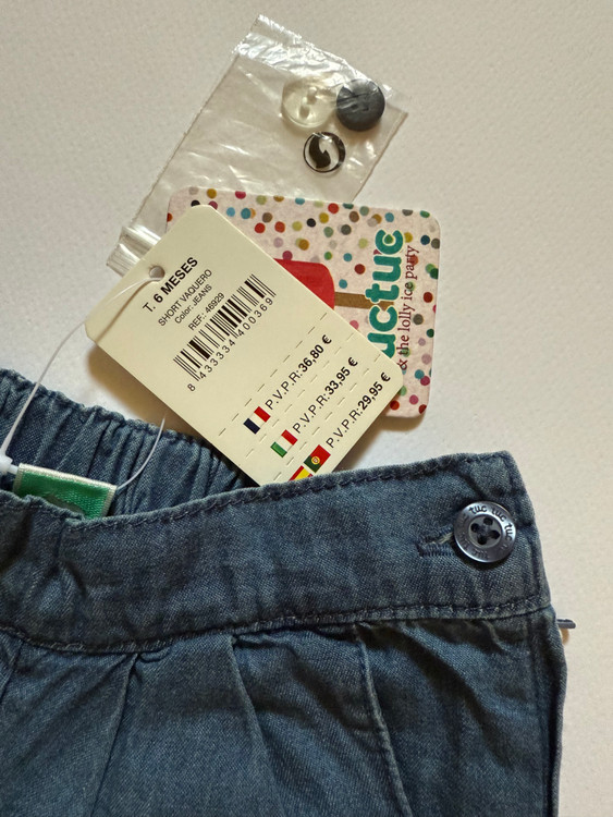 شورتک دخترانه بارکددار و orginal از برند توک توک اسپانیا